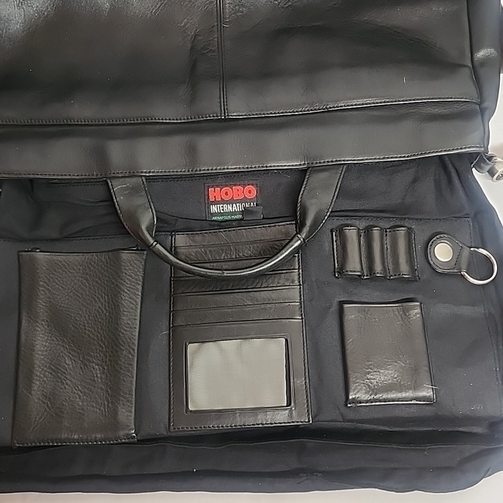 HOBO INTERNATIONAL Black Leather Unisex Bag. Organizer Carryall Minimalist Sz L - Picture 4 of 13